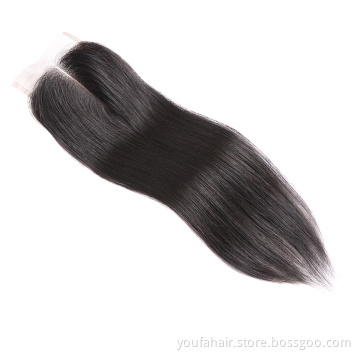 Custom All Size 4x4 Natural Pre Plucked Brazilian Straight Human Hair Lace Closure Middle Part Virgin Hair HD Lace Top Closure